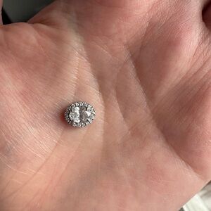 10k White Gold Lab Diamond Oval Halo Pendant ONLY - no chain included!